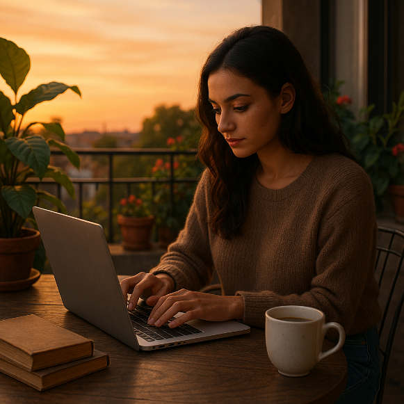 women writing with coffee