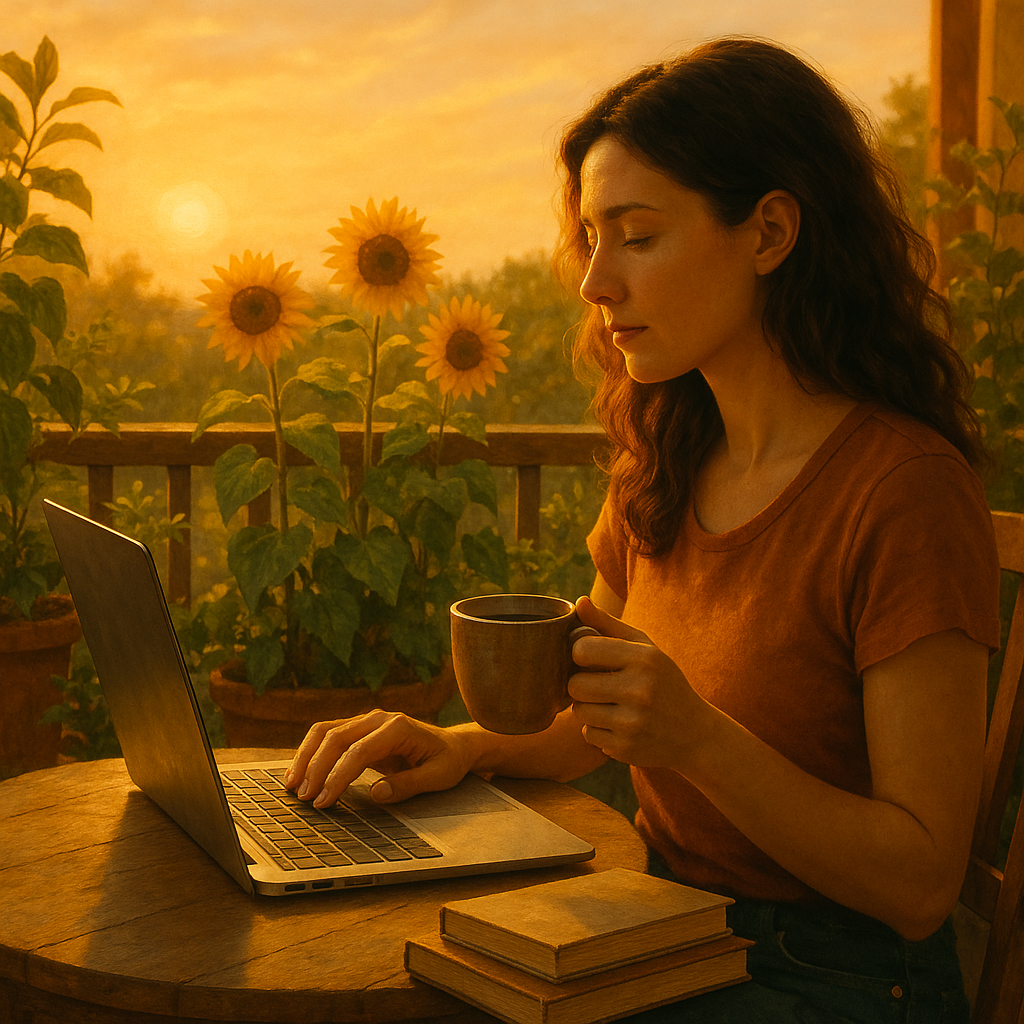 women writing with book and coffee